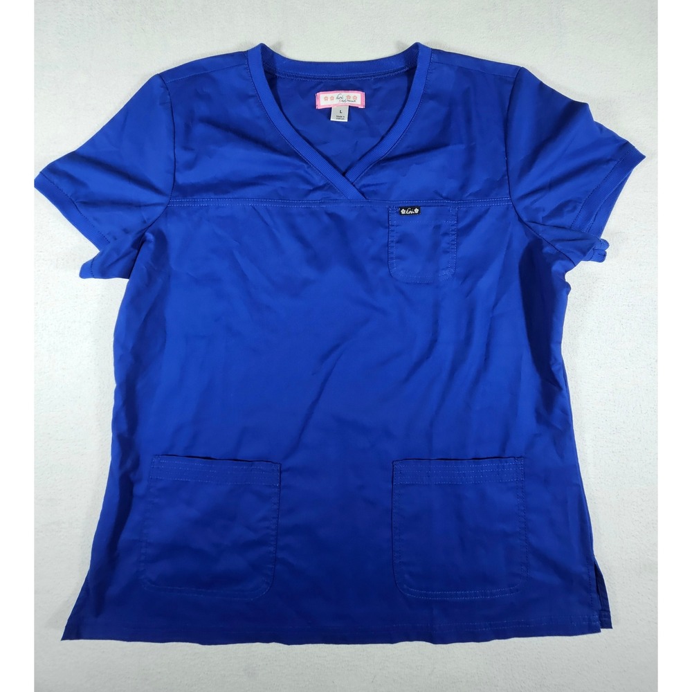 Koi by Kathy Peterson Womens Royal Blue V-Neck Scrub Top Style 247 Large